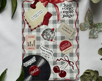 Retro Kindle, Kobo or Tolino Insert – Grey & Red E-Reader Stickers, Bookish Accessory