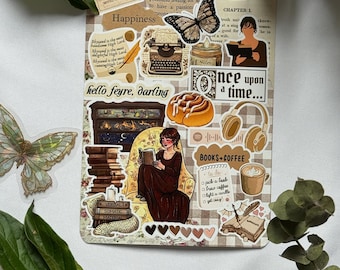 Bibliophile Kindle, Kobo or Tolino Insert – Beige & Brown E-Reader Stickers, Bookish Accessory