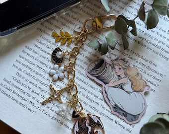 E-reader Charm Chain: Gold Dragon, North Star, Flower, Key, Olive Branch (Heart Grip)
