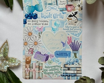 Blue Bookish Kindle, Kobo or Tolino Insert – Blue & Pink E-Reader Stickers, Bookish Accessory