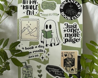 Ghost Kindle, Kobo or Tolino Insert – Green & Black E-Reader Stickers, Bookish Accessory