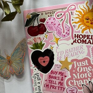 Hopeless Romantic Kindle, Kobo of Tolino-inzet – roze en gele e-readerstickers, leesgrage accessoire afbeelding 5