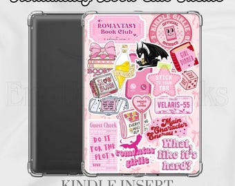 Pink Romantasy Kindle Insert – Pink & White E-Reader Stickers, Bookish Accessory (Digital Download)