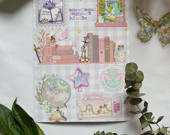 Lila Fantasy Kindle, Kobo or Tolino Insert – Purple & Pink E-Reader Stickers, Bookish Accessory
