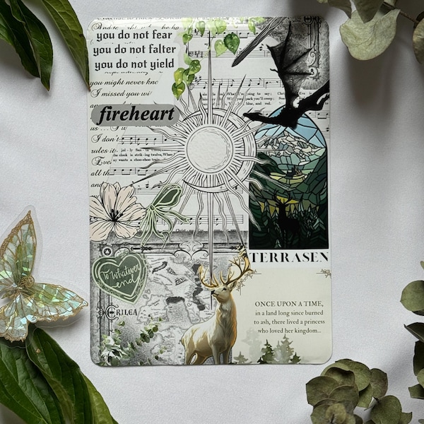 Throne of Glass Inspired Bright Fantasy Kindle, Tolino or Kobo Insert – Green & Brown E-Reader Stickers, Bookish Accessory