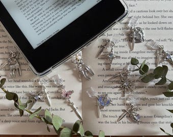 Silver Butterfly Fantasy Kindle Dust Plug USB C, E-reader Accessories