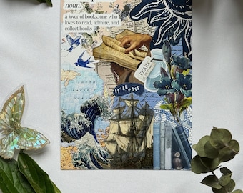 Mystic Sea Kindle, Kobo or Tolino Insert – Blue & Beige E-Reader Stickers, Bookish Accessory