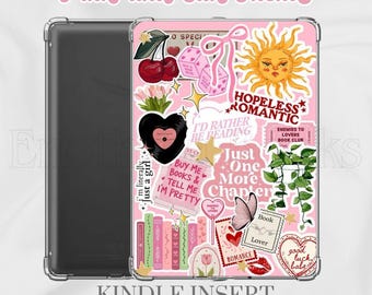 Hopeless Romantic Kindle Insert – Pink & Yellow E-Reader Stickers, Bookish Accessory (Digital Download)