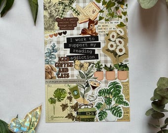 Plant Lady Kindle, Kobo or Tolino Insert – Green & Brown E-Reader Stickers, Bookish Accessory