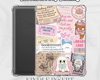 Booktrovert Kindle Insert – Beige & Pink E-Reader Stickers, Bookish Accessory (Digital Download)