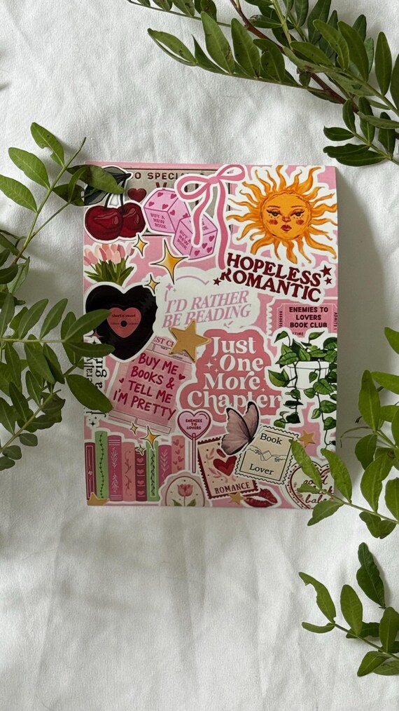Hopeless Romantic Kindle, Kobo or Tolino Insert – Pink & Yellow E-Reader Stickers, Bookish Accessory