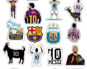 Lionel Messi Stickers | FC Barcelona and Argentina Football Vinyl Decals | Waterproof Laptop & Phone Stickers | Soccer Fan Gift