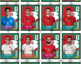 Morocco Football Players Stickers Pack 2026 | 16 PNG Stickers | World Cup 2026 Morocco Team | Panini Style Soccer Bundle