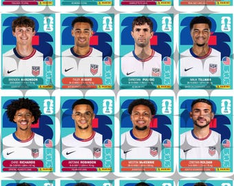 USA World Cup 2026 Panini Cards Pack | Pulisic, McKennie, Weah, Balogun | Printable Soccer Stickers | Digital Download