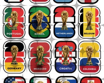 World Cup 2026 Stickers Pack – 48 Countries Flags Logo Design | Football Stickers Bundle | Soccer Fan Art | Printable PNG Pack