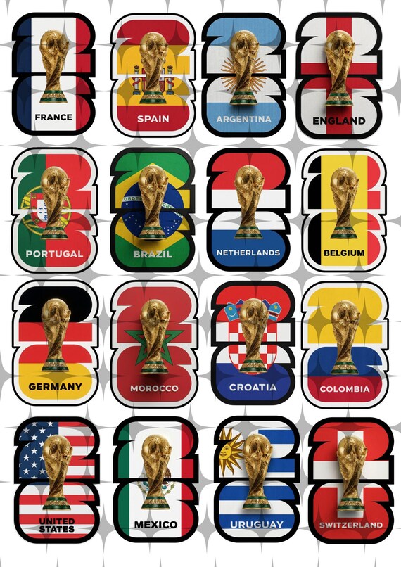 World Cup 2026 Stickers Pack – 48 Countries Flags Logo Design | Football Stickers Bundle | Soccer Fan Art | Printable PNG Pack