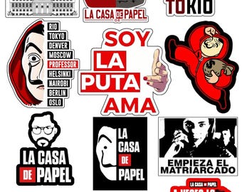La Casa de Papel Stickers Pack | Money Heist Digital Stickers | Professor Tokyo Mask PNG | TV Series Fan Art Download