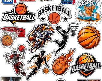 NBA Basketball Stickers Pack | Michael Jordan 23 | Kobe Bryant | Sports Stickers Bundle | Digital Download PNG | Laptop & Phone Decals