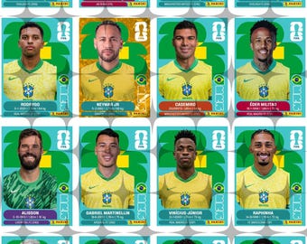 World Cup 2026 Brazil Sticker Bundle | 16 Players PNG | Neymar Jr, Vinicius Jr, Raphinha | Printable Soccer Stickers | Digital Download