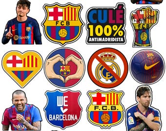 Paquete de pegatinas del FC Barcelona / Paquete de pegatinas digitales del Barça / Pegatinas PNG de fútbol / Imprimibles para aficionados al fútbol / Portátil, teléfono, álbum de recortes