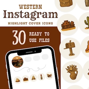Western Instagram Highlight Covers - 30 icônes Story Instagram PNG - Cowboy Cowgirl Wild vintage esthétique icônes pour IG Highlights