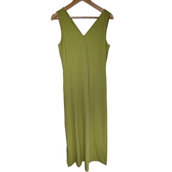 talbots green dress Vintage 90s Midi Womens P Lime Cross Back Minimalist Resort Sihouette_Sheath