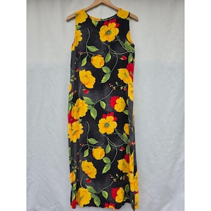 Abito lungo Clio Shift da donna, taglia L, stile anni '90, grunge, fiabesco, floreale.