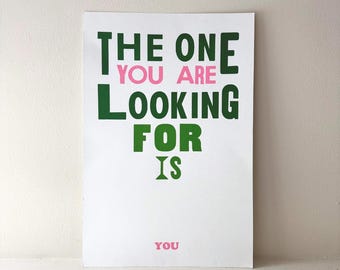 The One - Letterpress Poster