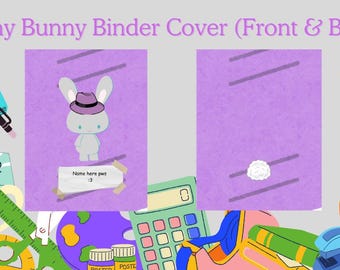 Funny Bunny School Binder Cover | Teen Binder Cover | Cute Bunny Design | Prints 8x11in | Digital Download