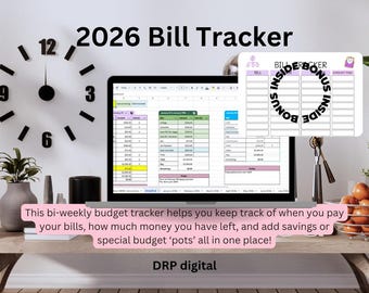 2026 Zero Based Budget Tracker (Bi-Weekly) | BONUS "Bills List"| Inspirational Quotes | Built-in Formulas | Debt Free Journey
