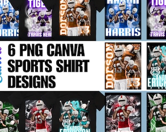 de 6 modèles de chemise de sport bootleg | Modèle de football américain contrefait | Cadeau modèle sport | Affiche de sport contrebande