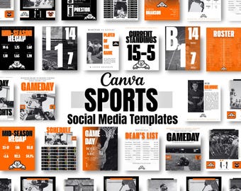 50 modèles de réseaux sociaux sportifs, Modèle sport sur toile, Modèle de réseaux sociaux noir et orange, sport du lycée, sport universitaire