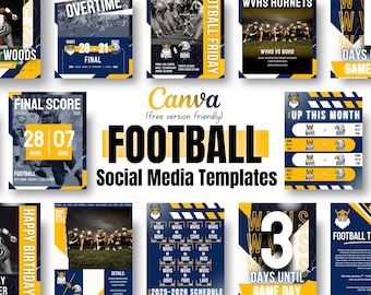 20 modèles de football pour réseaux sociaux, modèle sport sur toile, modèle bleu et jaune pour réseaux sociaux, sport du lycée, sport universitaire