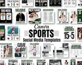 53 modèles Sports de réseaux sociaux, Modèle sport sur toile, Modèle de réseaux sociaux noir et vert, Sports du lycée, Sports universitaires