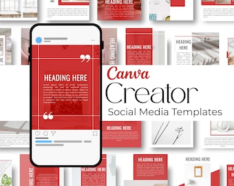 40 modèles de réseaux sociaux rouges pour créateurs, réseaux sociaux d'entreprise, publications d'influence, immobilier, modèles de publication IG, agence créative,