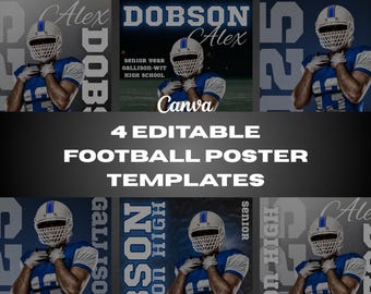 4 modèles d'affiches de football modifiables | Cadeau football | Soirée des aînés | Modèles d'image de football | Modèles de photos de sport