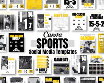 50 modèles de réseaux sociaux sportifs, modèle sport sur toile, modèle de réseaux sociaux noir et jaune, sport du lycée, sport universitaire