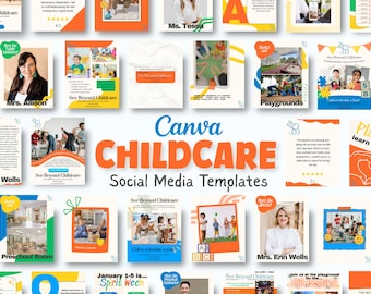 50 Modèle de réseau social pour la garderie, Modèle canva pour la garderie, Marketing d'un centre d'apprentissage préscolaire, Publications de baby-sitter sur les réseaux sociaux