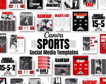 50 modèles de réseaux sociaux sportifs, modèle sport sur toile, modèle de réseaux sociaux noir et rouge, sport du lycée, sport universitaire