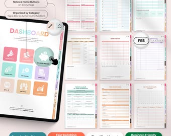 Budgetplaner für Erwachsene mit ADHS | iPad-Finanzplaner mit Schuldenabbauprogramm | Monatlicher Budget-Tracker in GoodNotes für Erwachsene mit ADHS