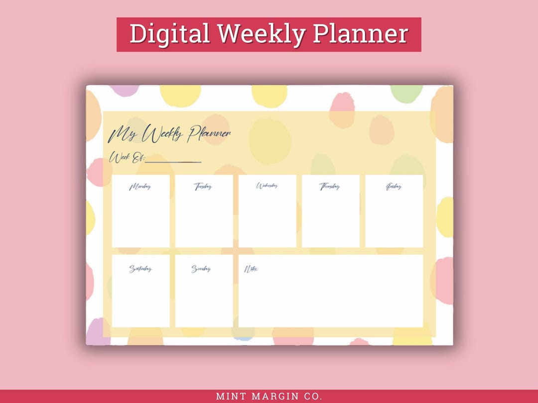 Minimal Pastel Weekly Planner Printable | A4 PDF (instant Download ...