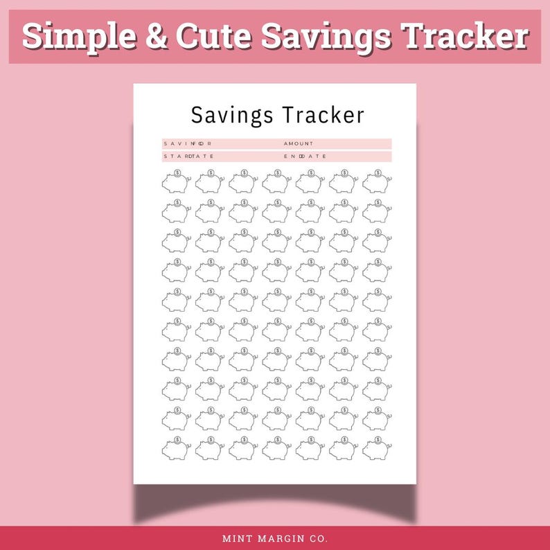 Cute Piggy Savings Tracker Printable | Piggy Bank Savings Planner PDF ...
