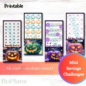 Pumpkin Halloween Savings Challenge Bundle | Printable A6 Cash Envelope Inserts | Mini Fall Budget Games | Dice Savings Game