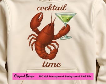 Cocktail Lobster PNG: Divertente Martini Summer Sublimation (Download digitale)