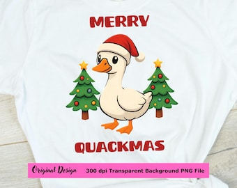 Merry Quackmas Duck PNG: Funny Christmas Goose Clipart (Digital Download)