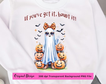 Gruseliger Geist PNG: Halloween Sublimation Clipart (Digitaler Download 300 DPI)