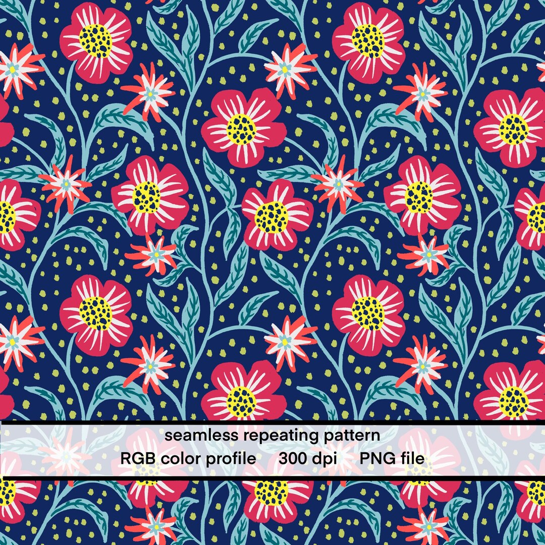 Dark Floral Seamless Repeating Pattern| Red Flower Sublimation Design ...