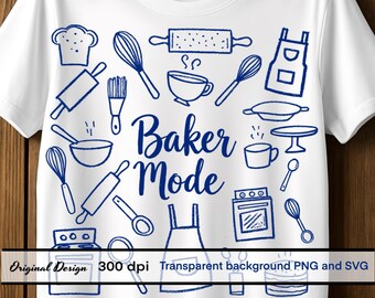 Baker Mode Doodle Design | Kitchen SVG PNG Bundle (Digital Download)