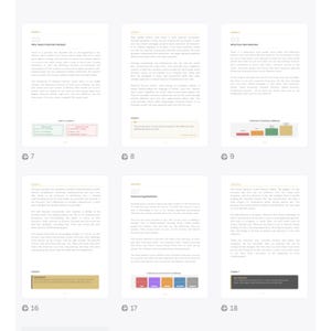 May include: Several digital documents are displayed, each containing text and graphics. The pages are white with black text, and some include coloured charts and diagrams. The layout is clean and organised, ideal for educational or informational content.