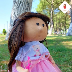 Malita Pink Dress Doll – Handmade Fabric Keepsake – Eco-Friendly – Fairy Tale Inspired Cloth Doll – Best Friend Toy,  art doll, OOAK doll